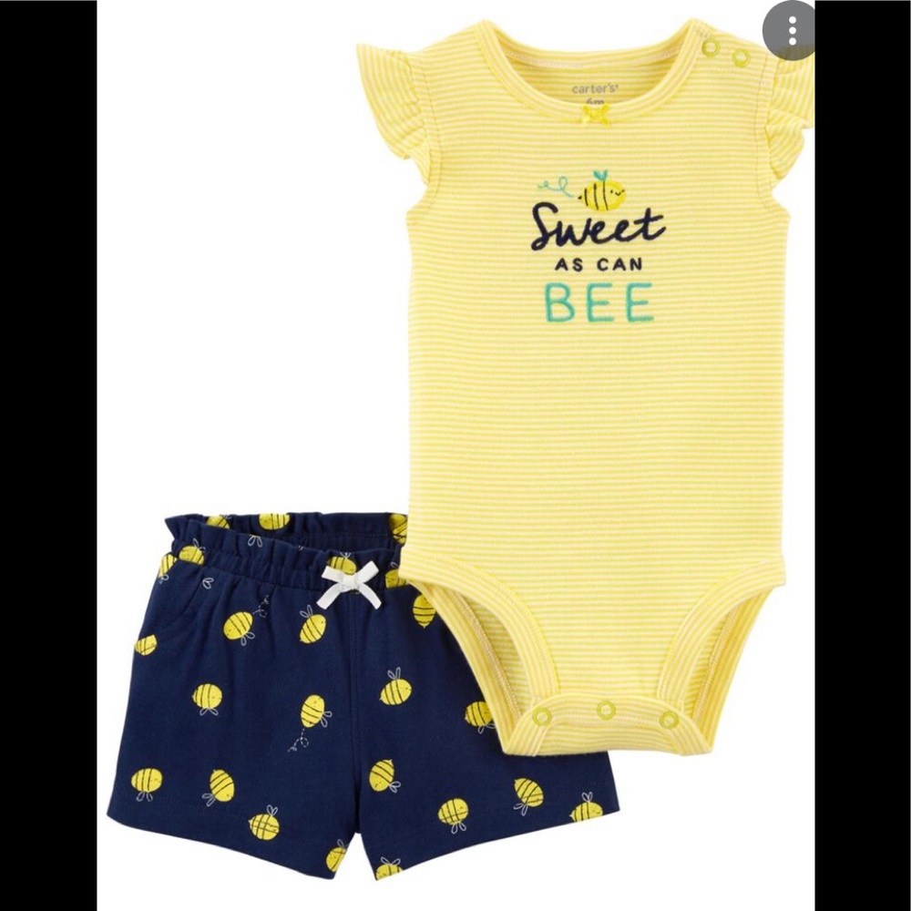 2-Piece Bee Bodysuit & Short Set.